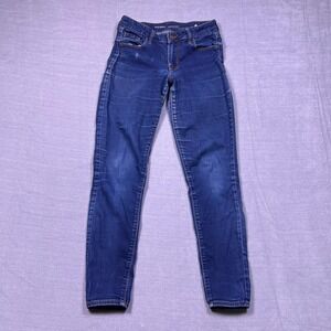 Old Navy Rockstar Mid Rise Skinny Jeans Women Size 4 Regular Blue Denim